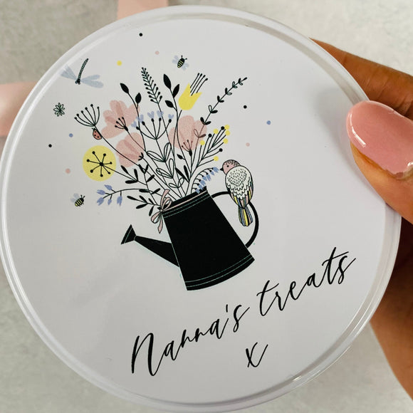 Personalised floral tin